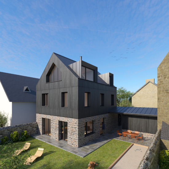 Projet DP Construction neuve d'une maison individuelle à Cancale Côte d'émeraude projet architecte architecture bois